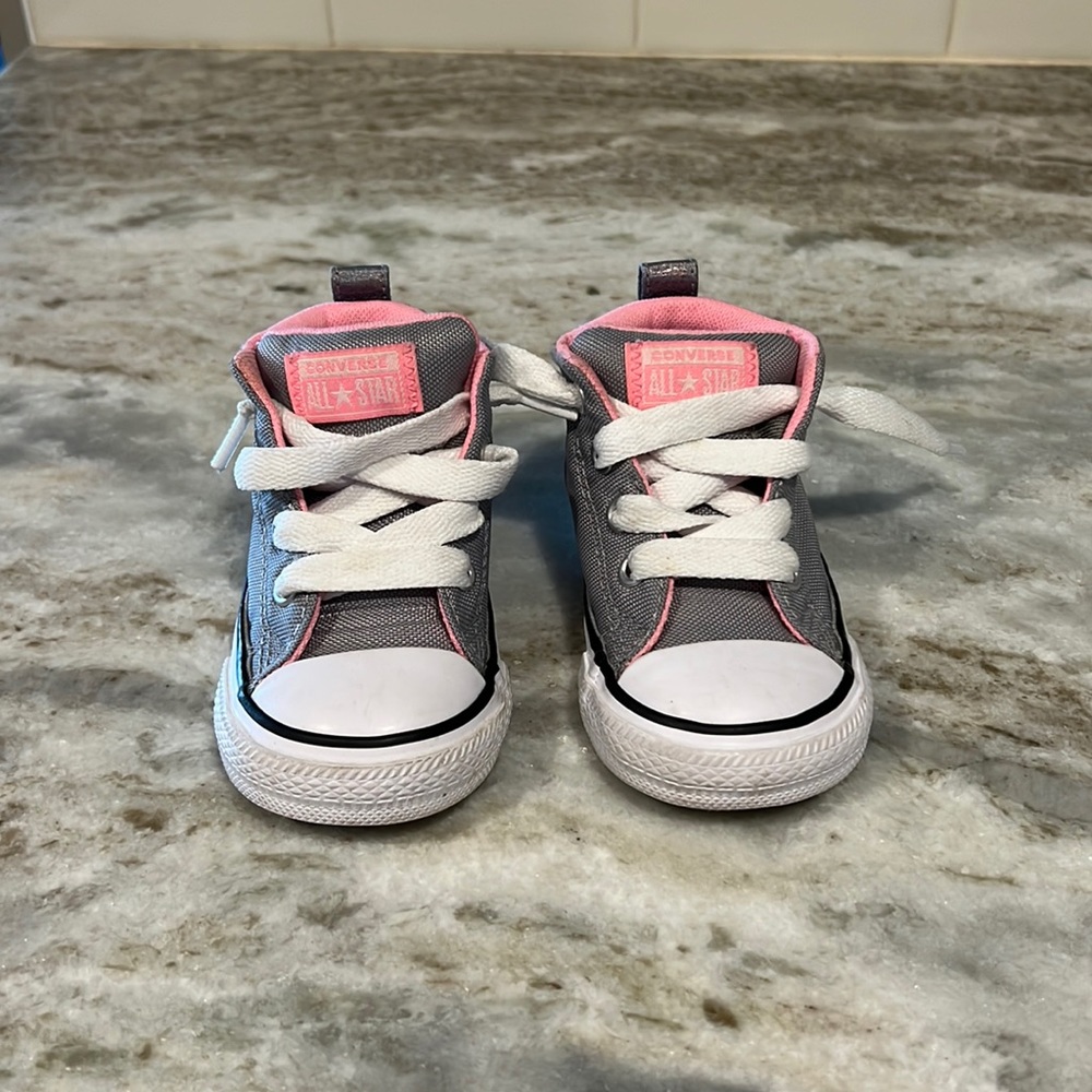 Baby converse, pink/ gray. Baby sneaker Size 4.